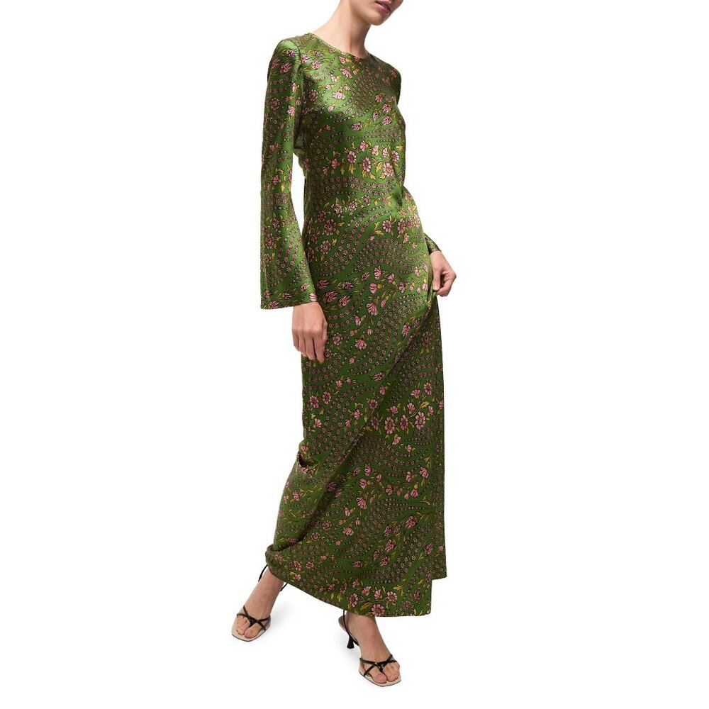 Veronica Beard Gemma stretch fabric green printed long dress